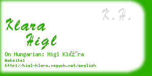 klara higl business card